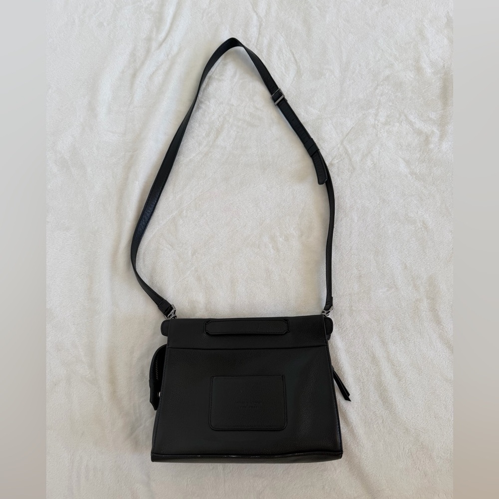 Min & Mon Vali Crossbody Small Black Leather Bag w/ black fur. “All Over Eyes” - Picture 2 of 16